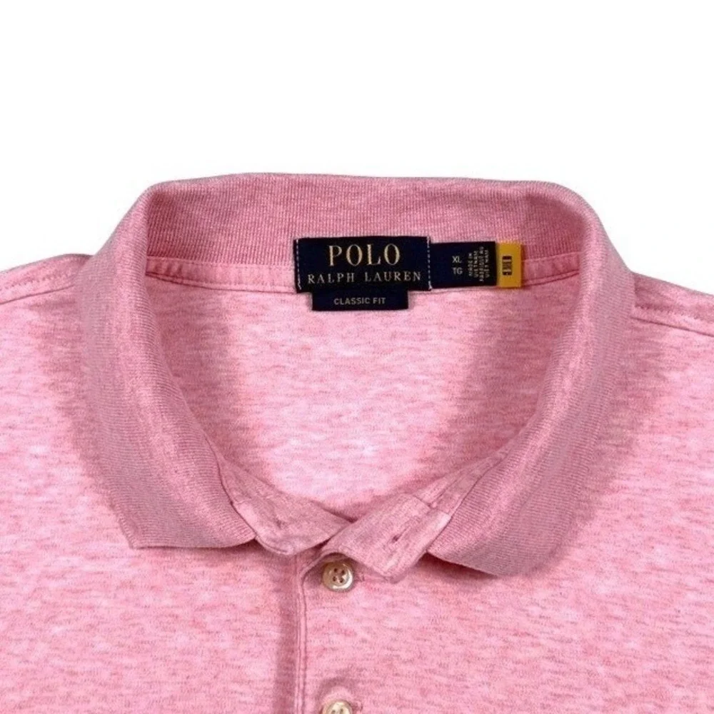 Polo Ralph Lauren Mens XL Classic Fit Pink Heather Short Sleeve Cotton Polo‎